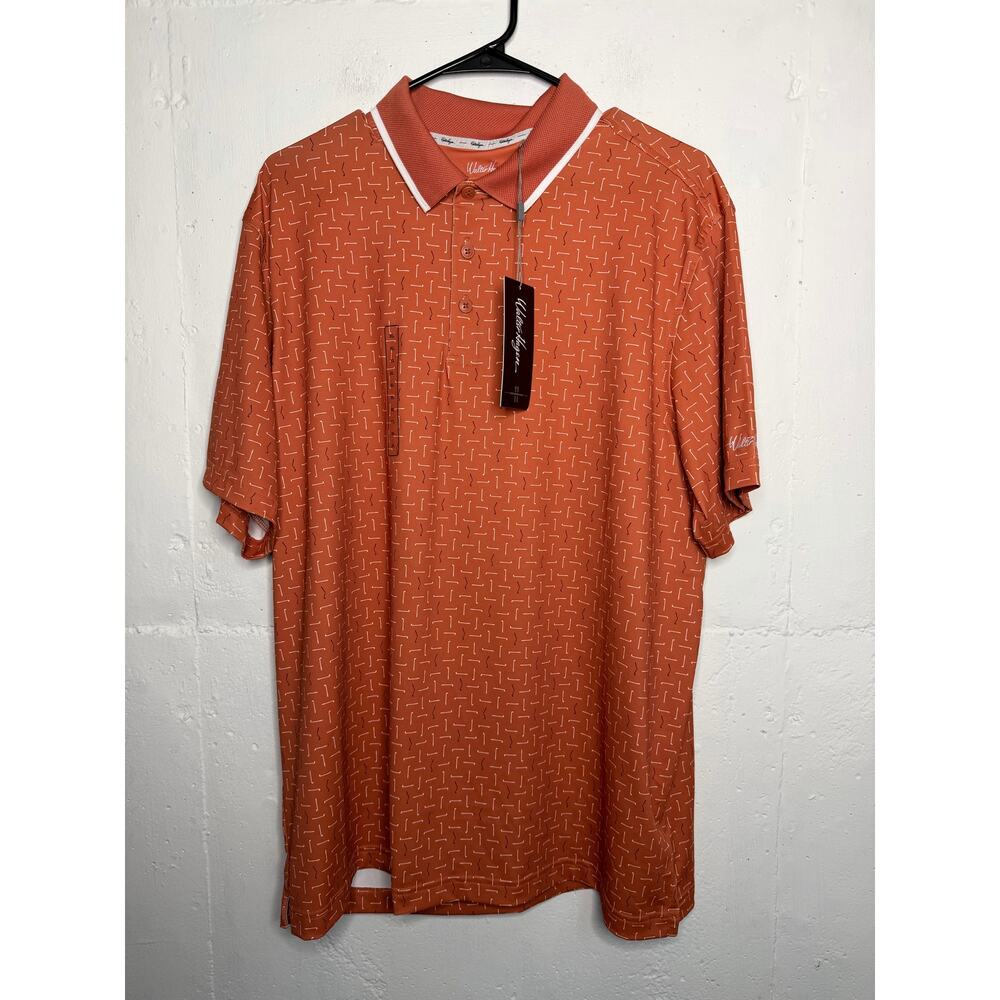 NEW Walter Hagen Performance 11 Golf Polo Size XL Orange Broken Club Print